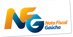 Logotipo do programa Nota Fiscal Gaúcha: emenda as letras N e F na cor laranja, e o G em azul logo abaixo, ao lado do texto Nota Fiscal Gaúcha